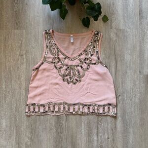 Galita Blush Pink Sequin Tank Too Crop Boho